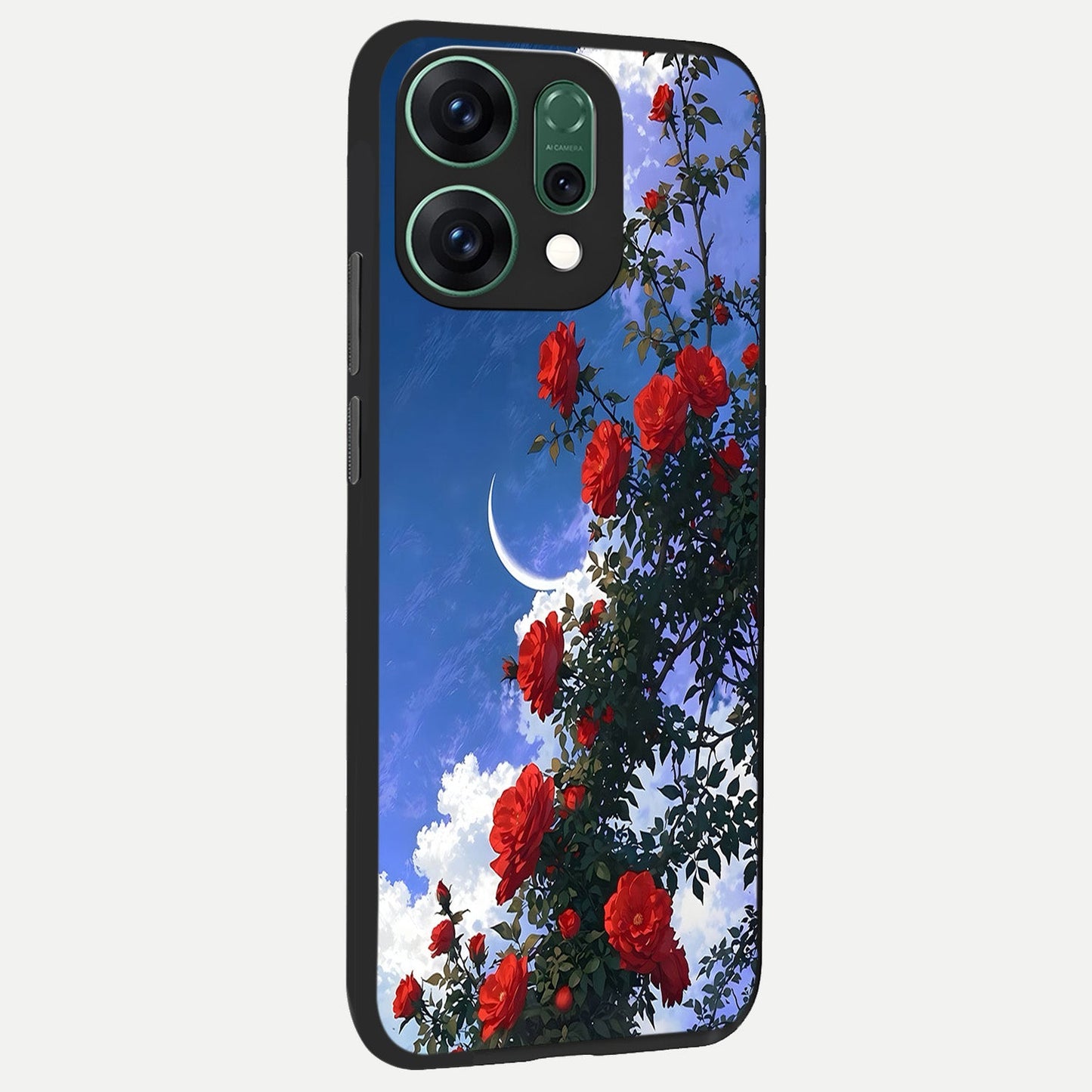  Rose Drift Flowers back cover For Oppo Reno 14 slim fit glass case with vibrant aesthetic design