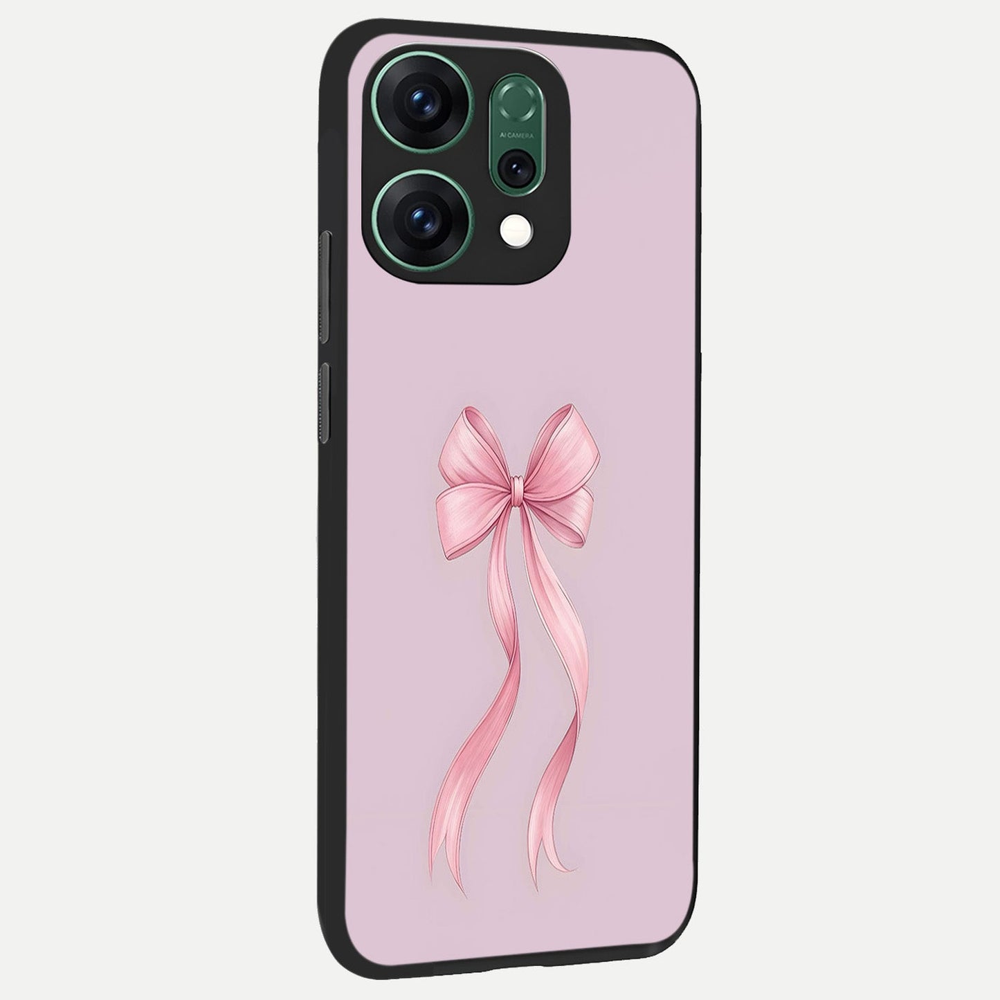  Soft Blush Bow back cover For Oppo Reno 14 slim fit glass case with vibrant aesthetic design