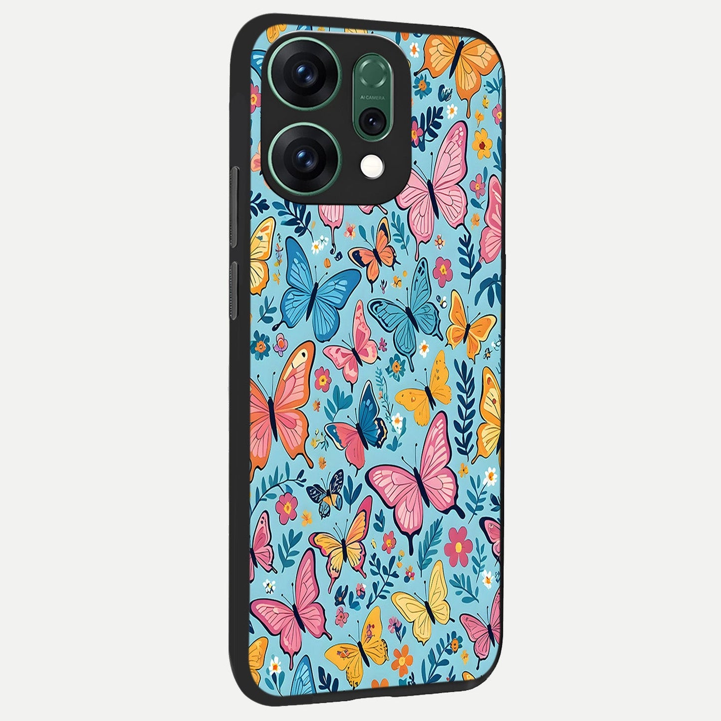  Spring Wing Garden back cover For Oppo Reno 14 slim fit glass case with vibrant aesthetic design