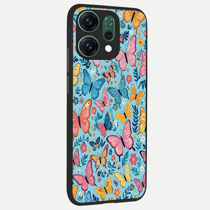  Spring Wing Garden back cover For Oppo Reno 14 slim fit glass case with vibrant aesthetic design
