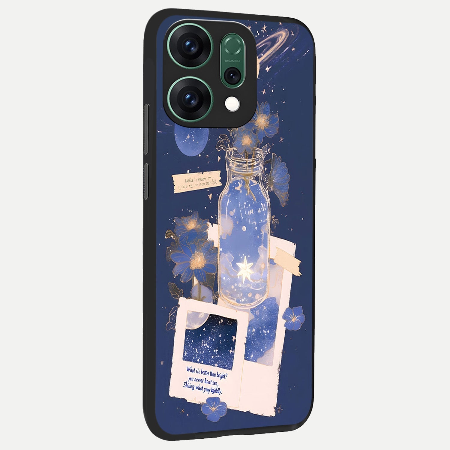  Starlit Cosmic Jar back cover For Oppo Reno 14 slim fit glass case with vibrant aesthetic design