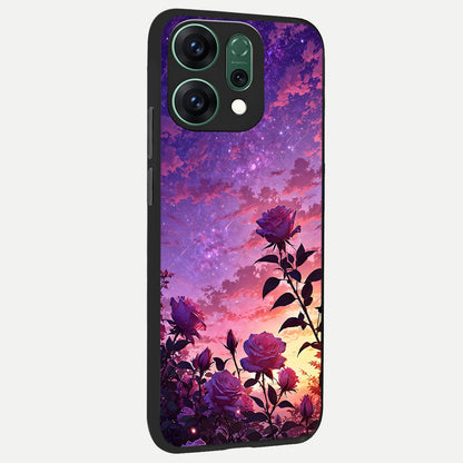  Starlit Rose Twilight back cover For Oppo Reno 14 slim fit glass case with vibrant aesthetic design