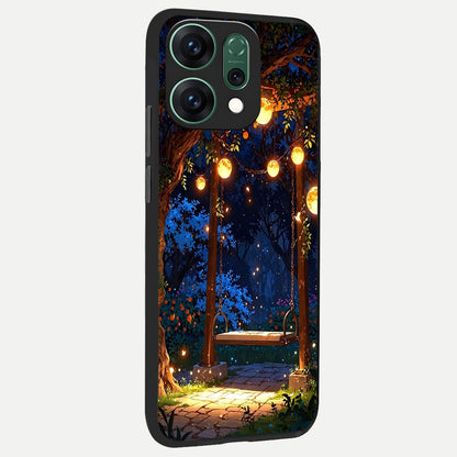  Twilight Garden Swing back cover For Oppo Reno 14 slim fit glass case with vibrant aesthetic design