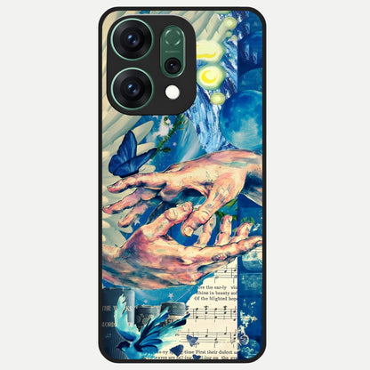  Aesthetic Divider Glass Case For Oppo Reno 14 back cover – full design glossy printed glass finish