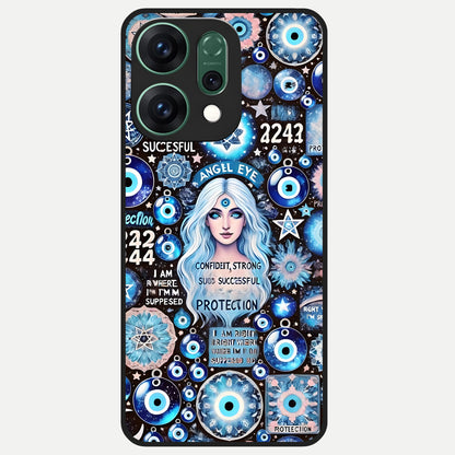  Angel Aura Shield Glass Case For Oppo Reno 14 back cover – full design glossy printed glass finish