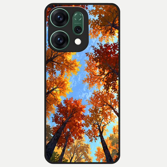  Autumn Sky Rise Glass Case For Oppo Reno 14 back cover – full design glossy printed glass finish