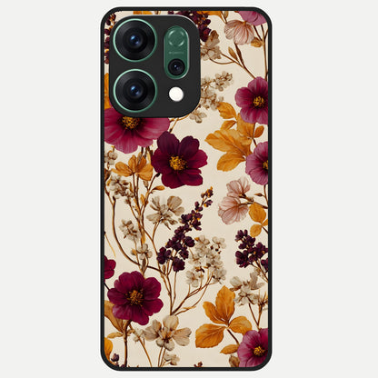  Autumn Wine Bloom Glass Case For Oppo Reno 14 back cover – full design glossy printed glass finish