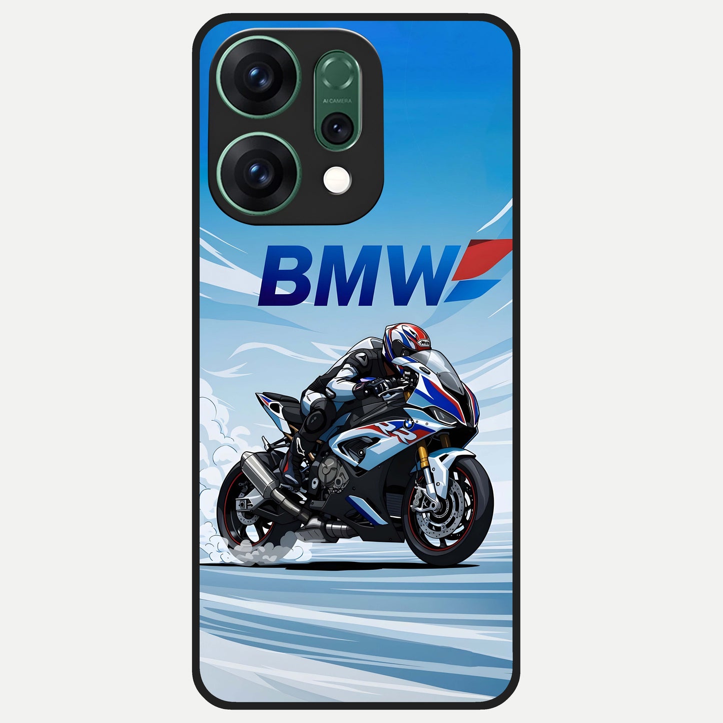  BMW Power Drift Glass Case For Oppo Reno 14 back cover – full design glossy printed glass finish