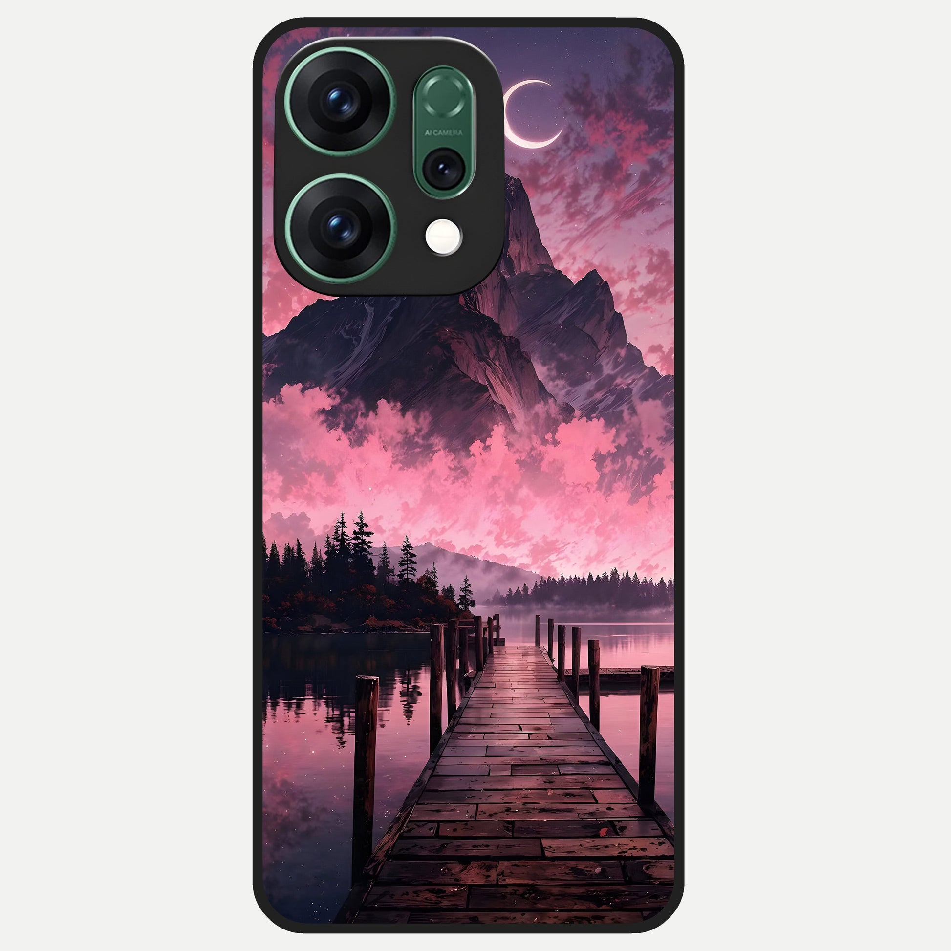  Beautiful Mountain View Glass Case For Oppo Reno 14 back cover – full design glossy printed glass finish