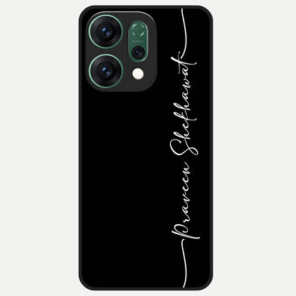  Black Tune Custom Name Glass Case For Oppo Reno 14 back cover – full design glossy printed glass finish
