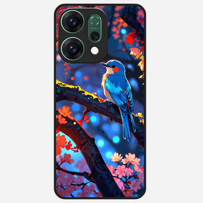  Blooming Water Drift Glass Case For Oppo Reno 14 back cover – full design glossy printed glass finish