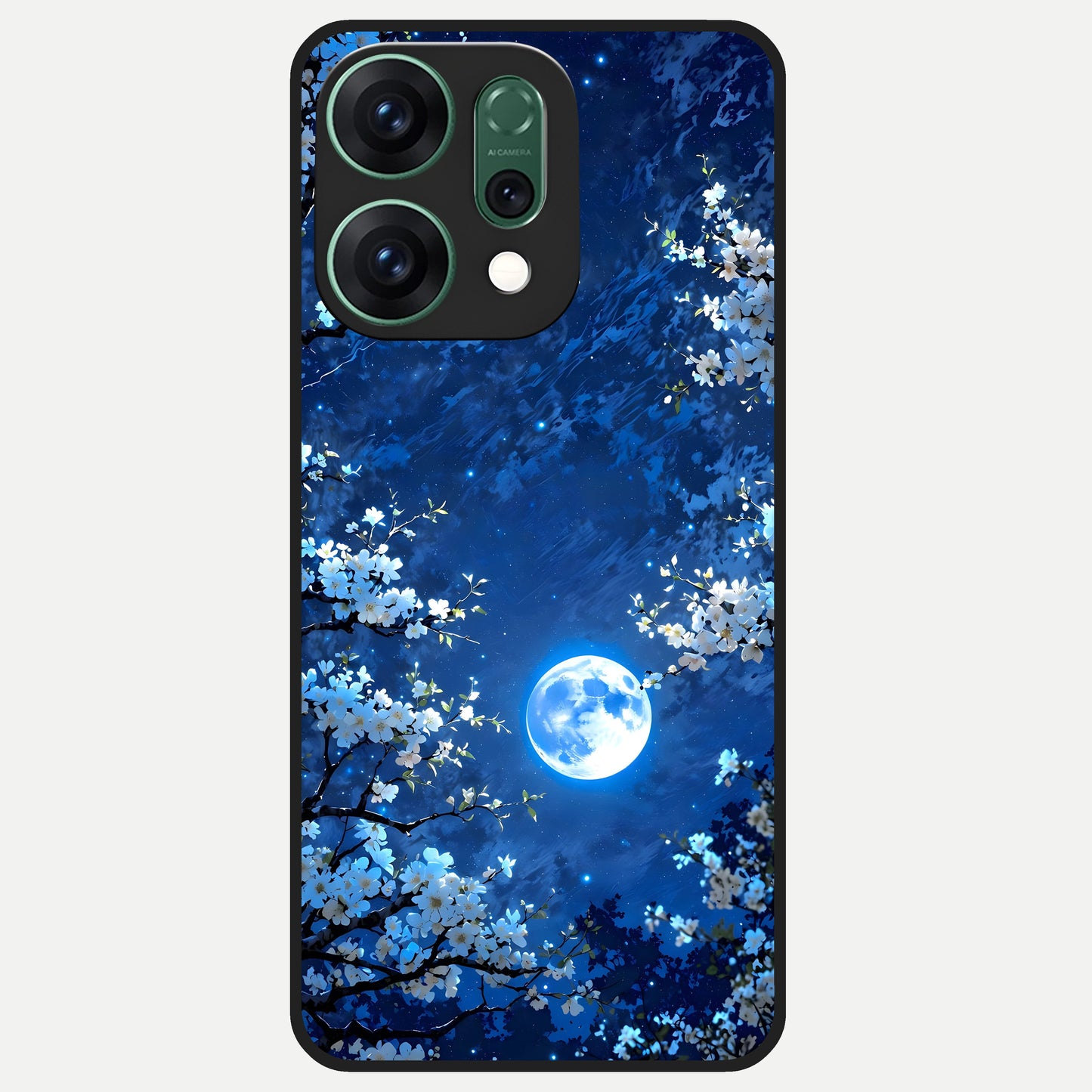  Blossom Moonlight Sky Glass Case For Oppo Reno 14 back cover – full design glossy printed glass finish