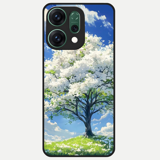  Blossom Sky Serenity Glass Case For Oppo Reno 14 back cover – full design glossy printed glass finish