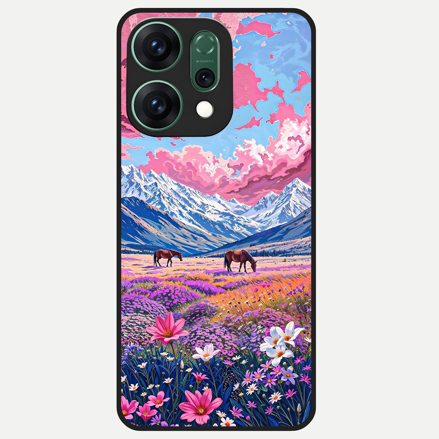  Blossom Valley Dream Glass Case For Oppo Reno 14 back cover – full design glossy printed glass finish