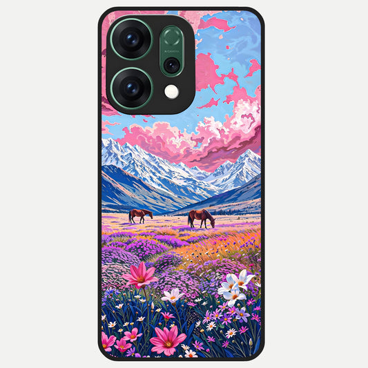  Blossom Valley Dream Glass Case For Oppo Reno 14 back cover – full design glossy printed glass finish