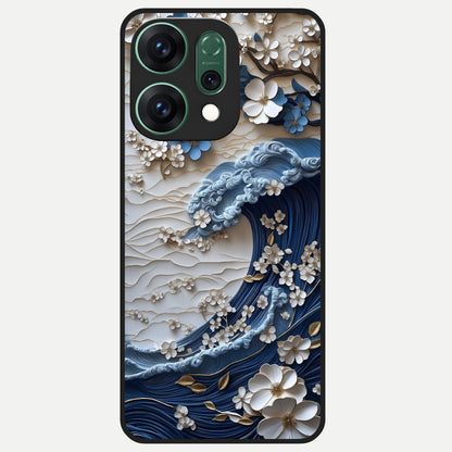  Blossom Wave Art Glass Case For Oppo Reno 14 back cover – full design glossy printed glass finish