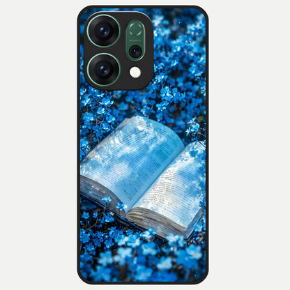  Blue Bloom Tales Glass Case For Oppo Reno 14 back cover – full design glossy printed glass finish