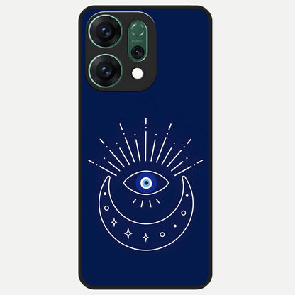  Blue Evil Eye Glass Case For Oppo Reno 14 back cover – full design glossy printed glass finish
