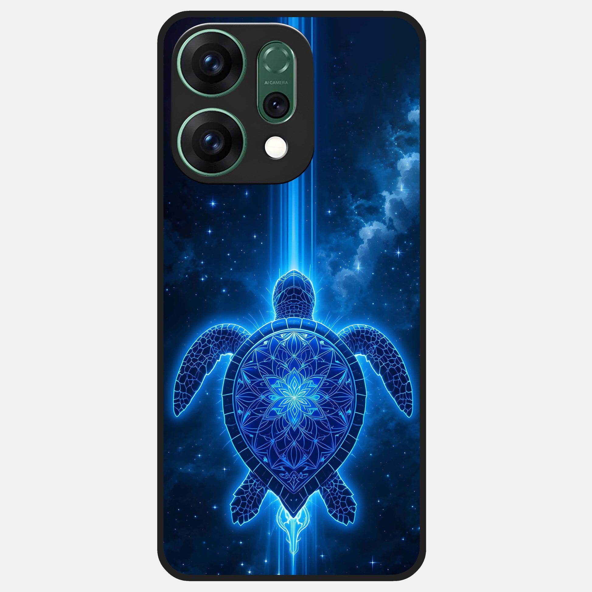  Blue Galaxy Turtle Glass Case For Oppo Reno 14 back cover – full design glossy printed glass finish