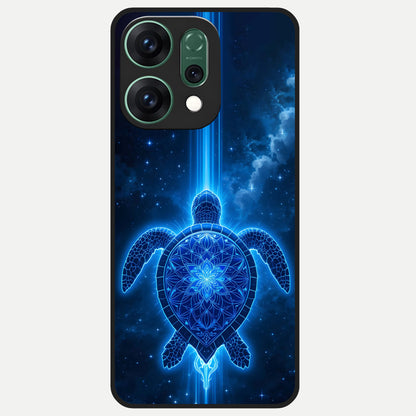  Blue Galaxy Turtle Glass Case For Oppo Reno 14 back cover – full design glossy printed glass finish