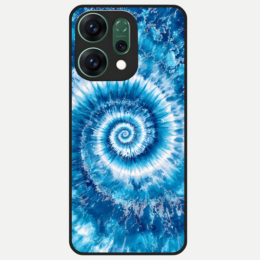 Blue Galaxy Wave Glass Case For Oppo Reno 14 back cover – full design glossy printed glass finish