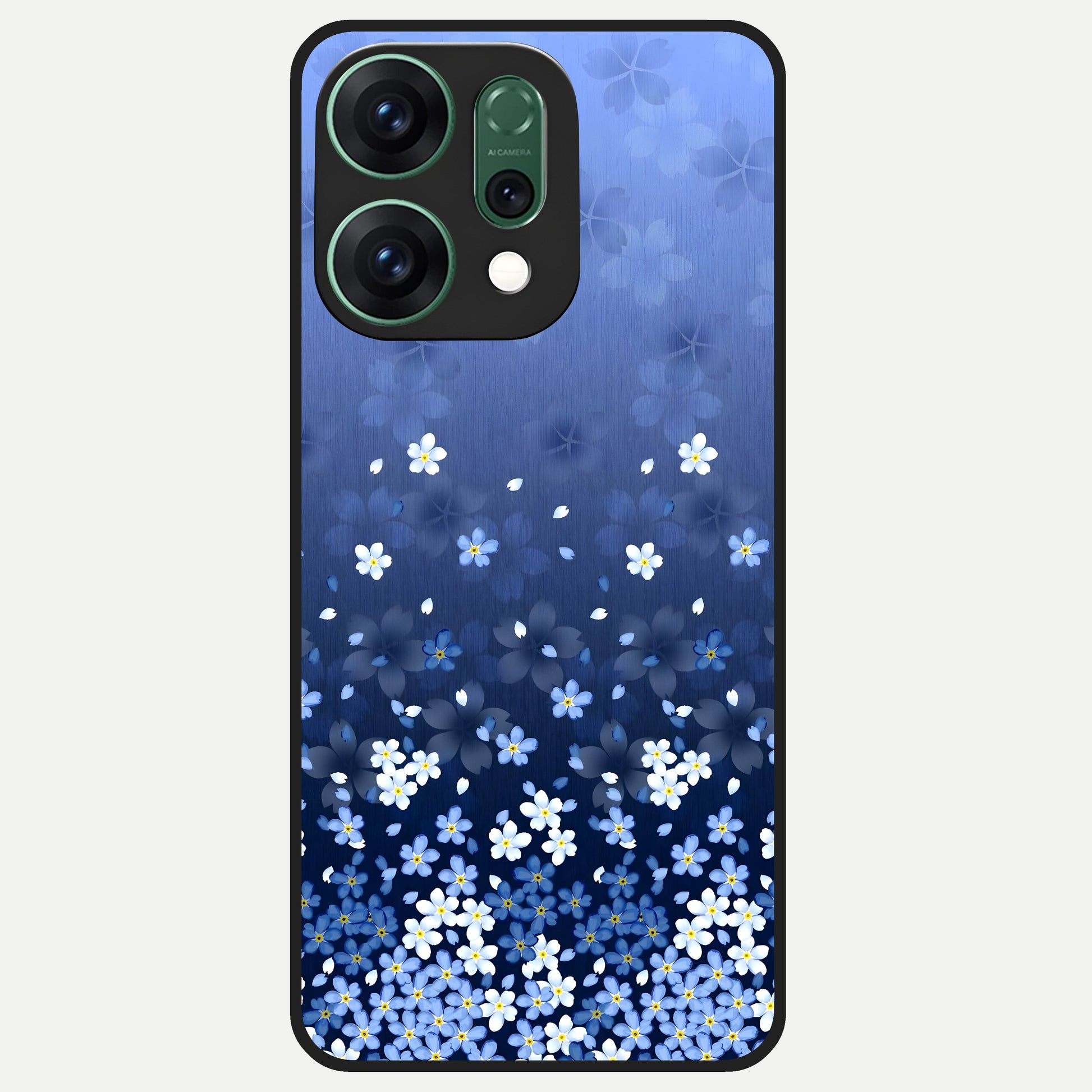  Blue Starry Glass Case For Oppo Reno 14 back cover – full design glossy printed glass finish