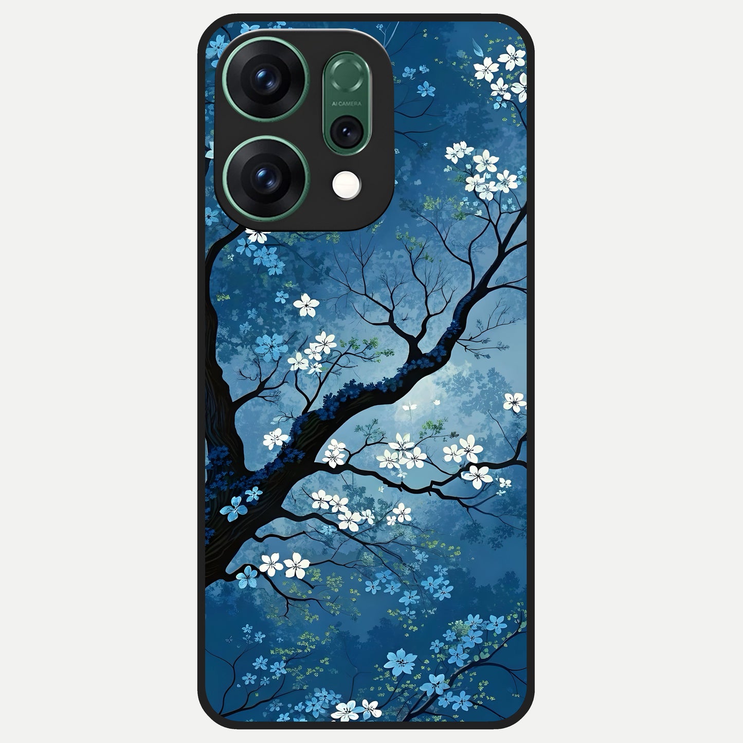  Blue Tree Serenity Glass Case For Oppo Reno 14 back cover – full design glossy printed glass finish