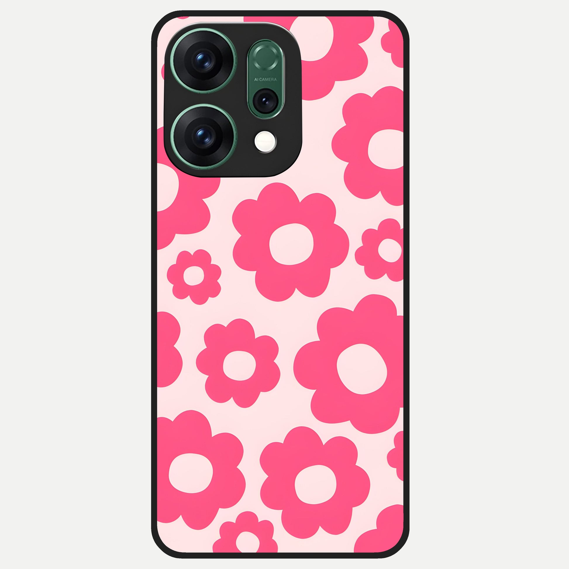  Blush Flower Pop Glass Case For Oppo Reno 14 back cover – full design glossy printed glass finish