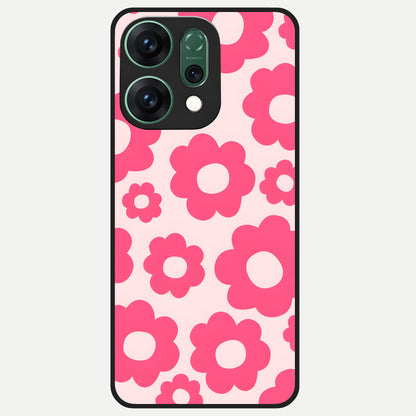  Blush Flower Pop Glass Case For Oppo Reno 14 back cover – full design glossy printed glass finish