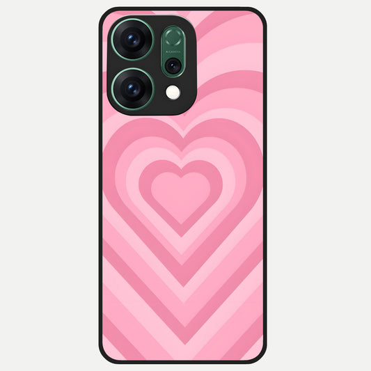  Blush Heart Waves Glass Case For Oppo Reno 14 back cover – full design glossy printed glass finish