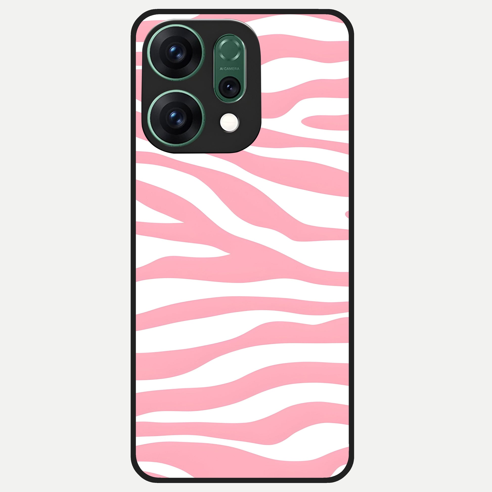  Blush Zebra Flow Glass Case For Oppo Reno 14 back cover – full design glossy printed glass finish