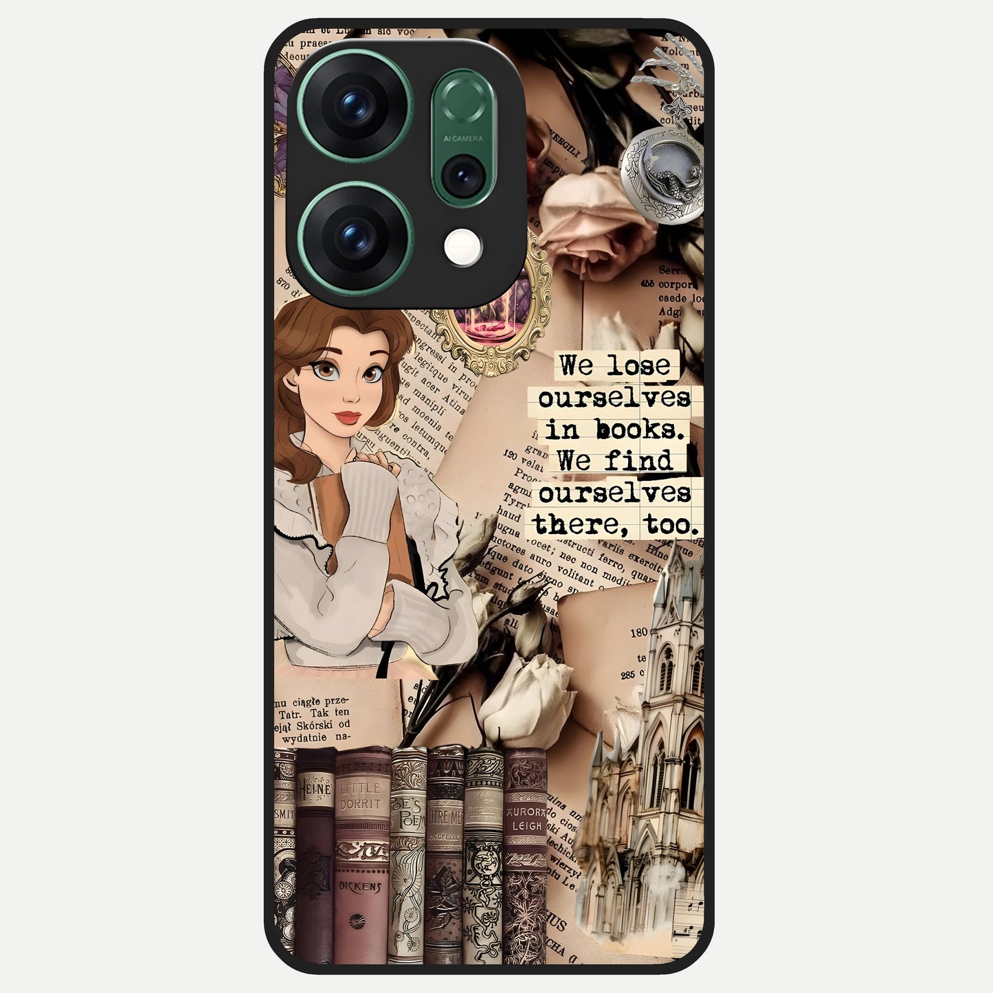  Bookish Dream World Glass Case For Oppo Reno 14 back cover – full design glossy printed glass finish