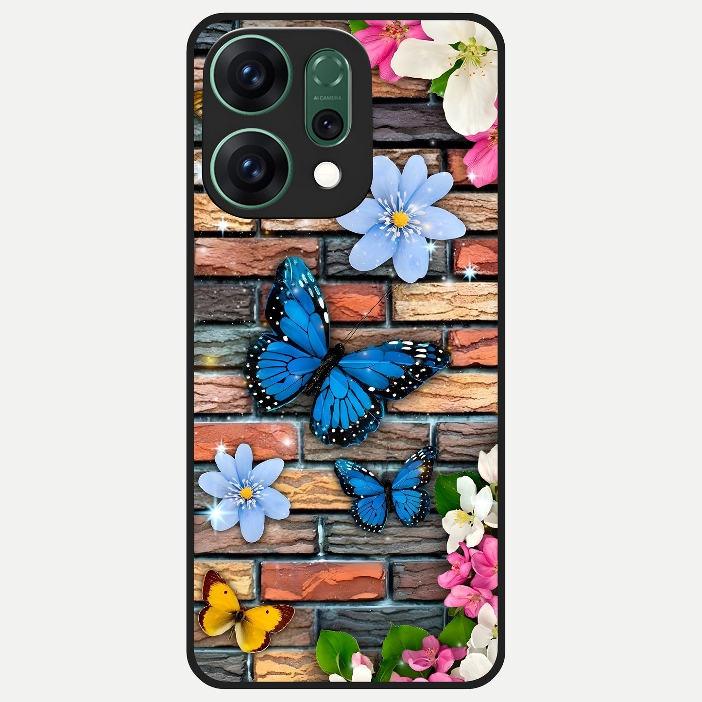  Brick Bloom Flight Glass Case For Oppo Reno 14 back cover – full design glossy printed glass finish