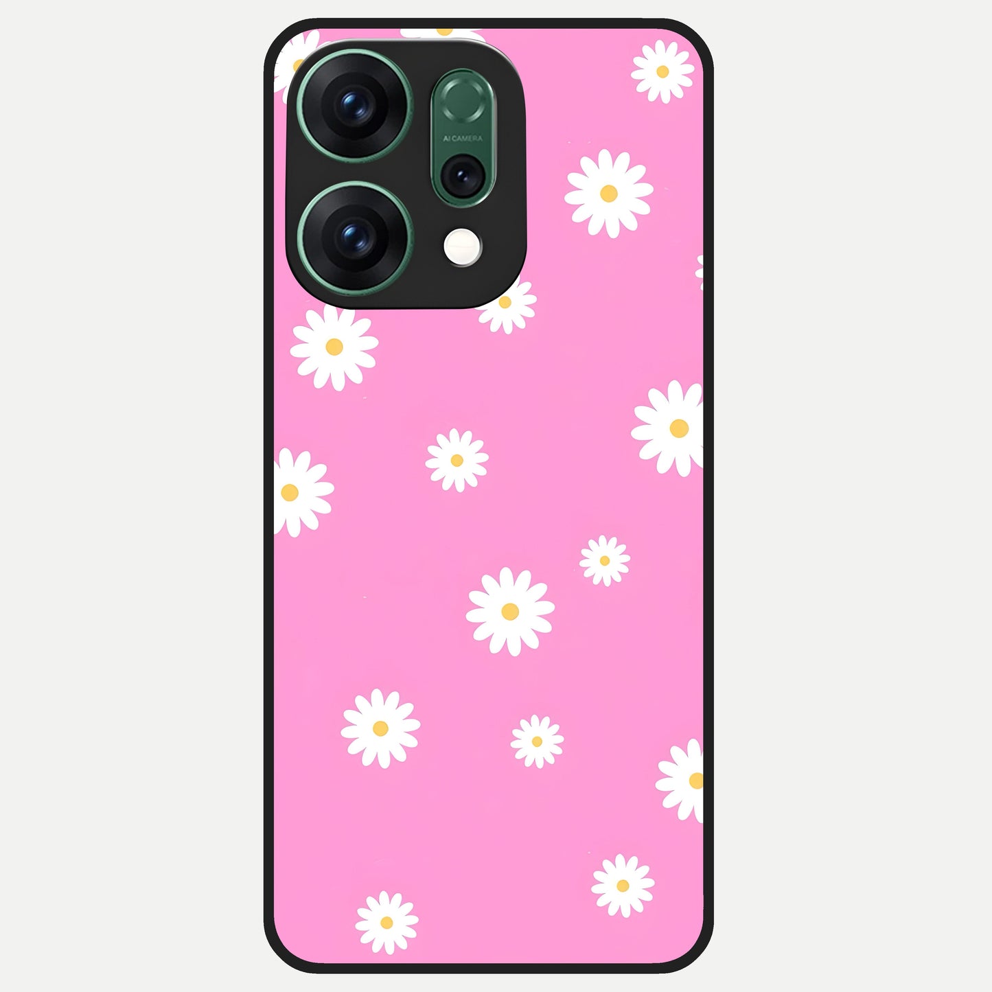  Bubblegum Daisy Pop Glass Case For Oppo Reno 14 back cover – full design glossy printed glass finish