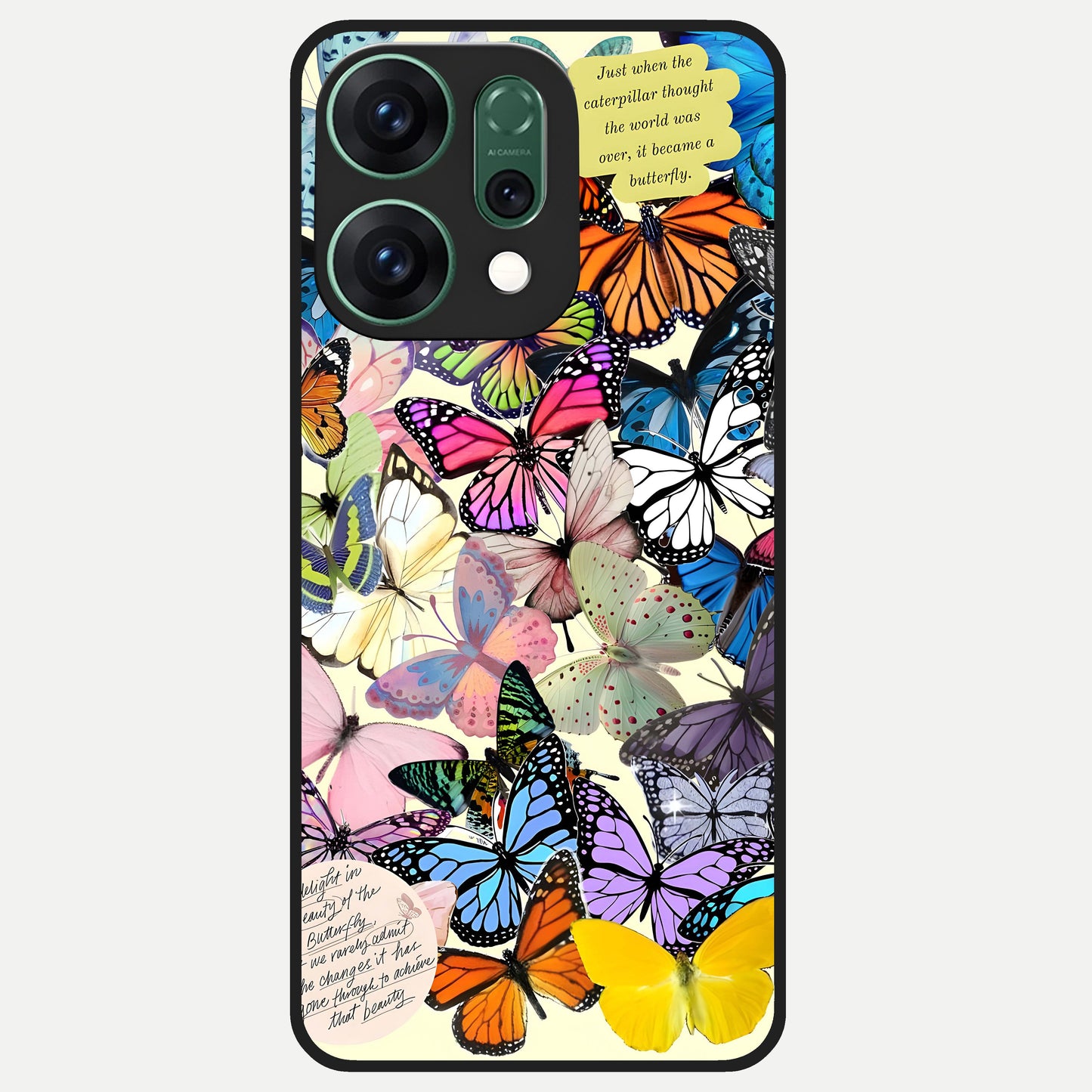  Butterflies Petal Dream Glass Case For Oppo Reno 14 back cover – full design glossy printed glass finish