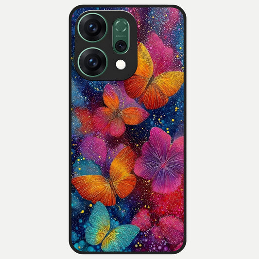  Butterfly Dream Mist Glass Case For Oppo Reno 14 back cover – full design glossy printed glass finish