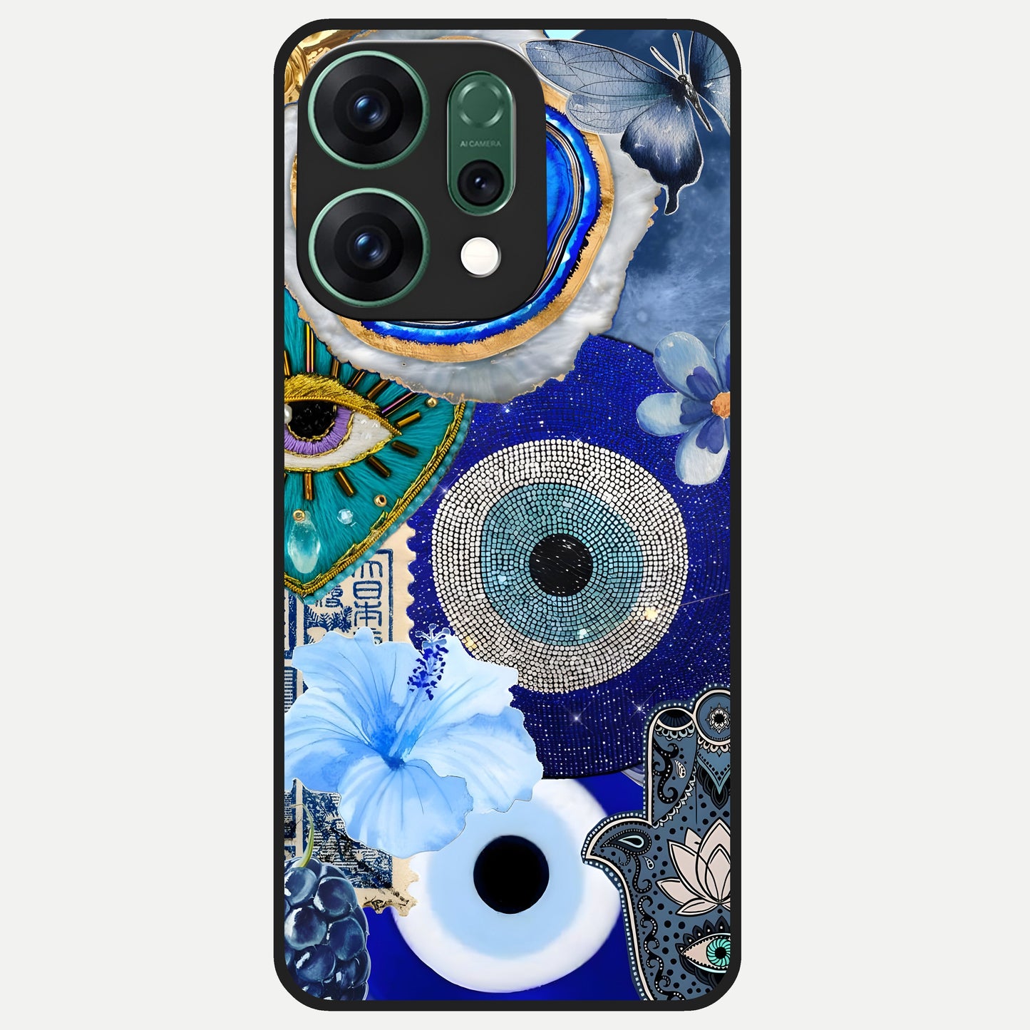  Celestial Blue Vision Glass Case For Oppo Reno 14 back cover – full design glossy printed glass finish