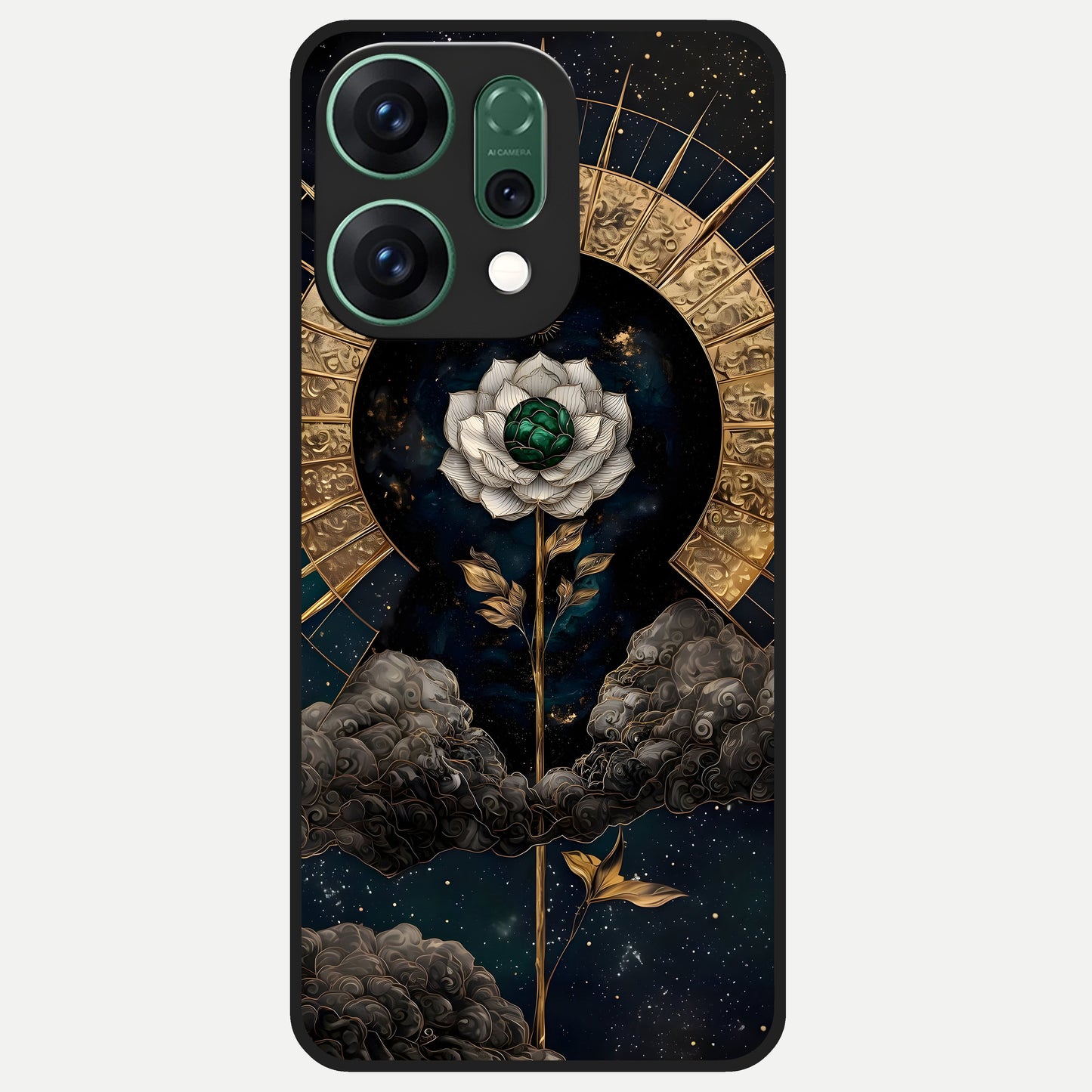  Celestial Lotus Morang Glass Case For Oppo Reno 14 back cover – full design glossy printed glass finish