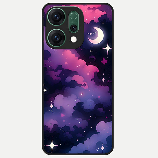  Celestial Moon Magic Glass Case For Oppo Reno 14 back cover – full design glossy printed glass finish