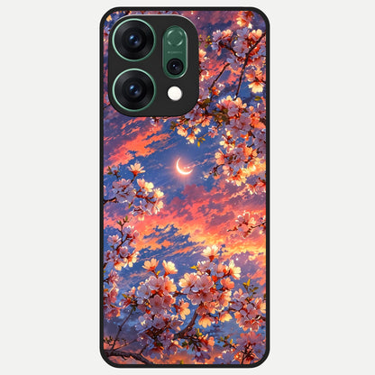  Celestial Sakura Sunset Glass Case For Oppo Reno 14 back cover – full design glossy printed glass finish