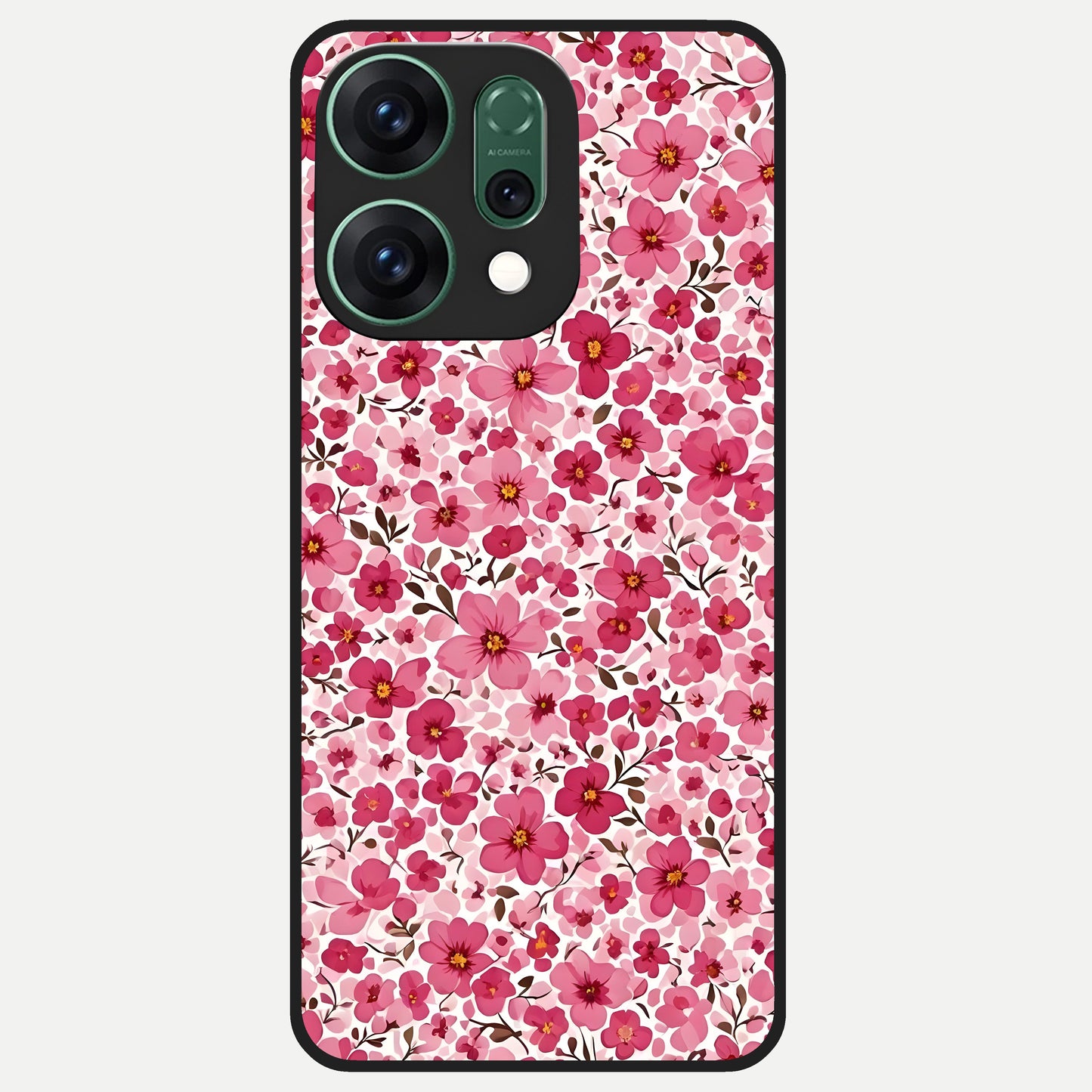  Cherry Blossom Charm Glass Case For Oppo Reno 14 back cover – full design glossy printed glass finish