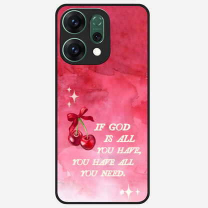 Cherry Quote Glass Case For Oppo Reno 14 back cover – full design glossy printed glass finish