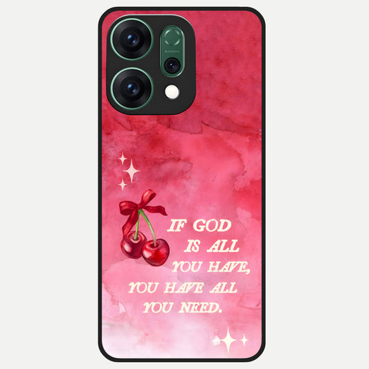  Cherry Quote Glass Case For Oppo Reno 14 back cover – full design glossy printed glass finish