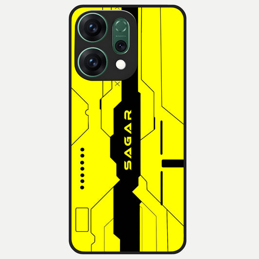  Circuit CYBERPUNK Custom Name Glass Case For Oppo Reno 14 back cover – full design glossy printed glass finish