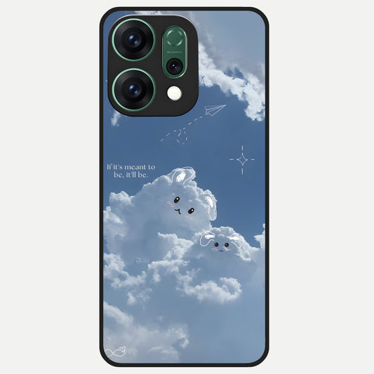  Cloud Bunny Dreams Glass Case For Oppo Reno 14 back cover – full design glossy printed glass finish