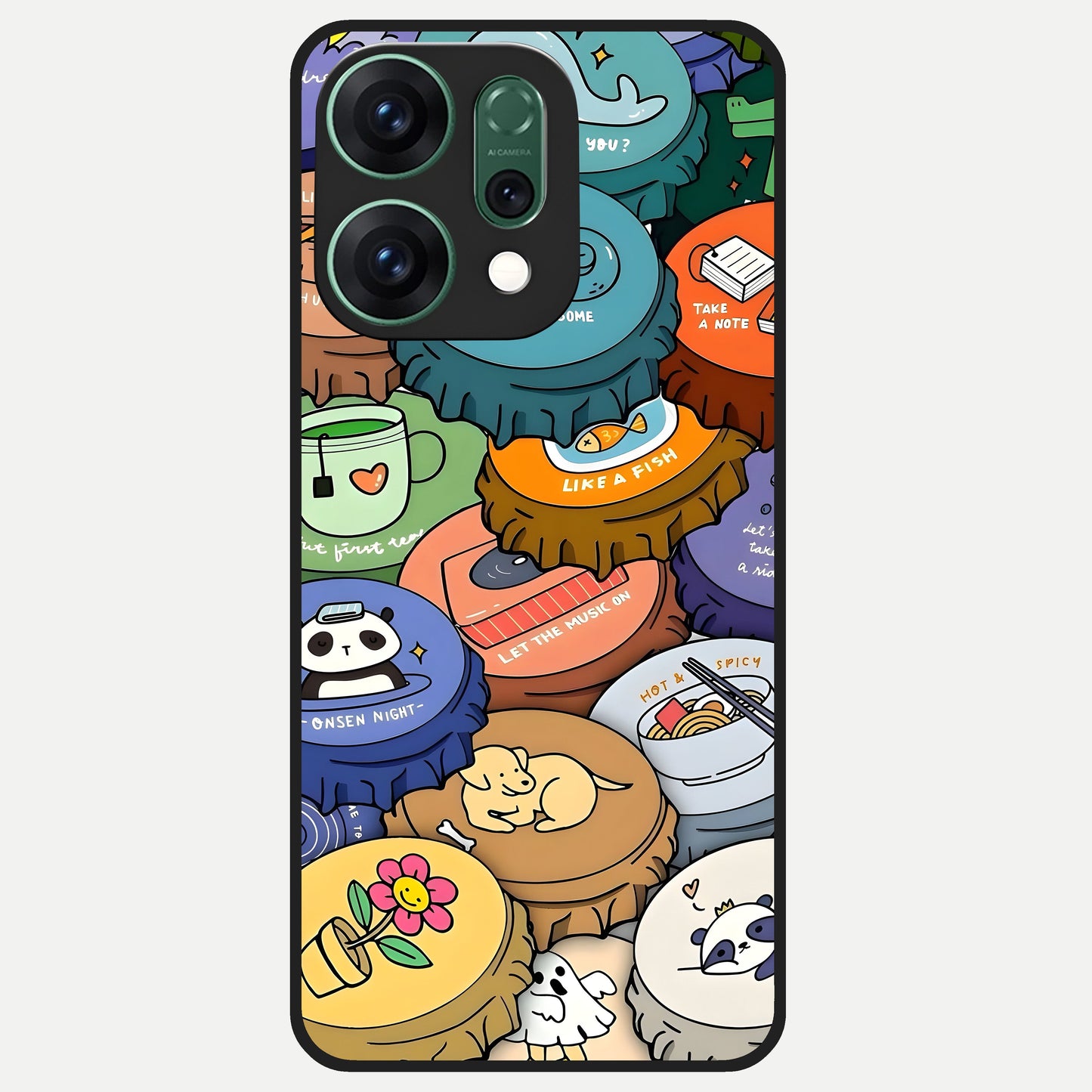  Coins Patterns Glass Case For Oppo Reno 14 back cover – full design glossy printed glass finish