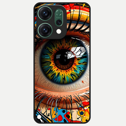  Colorful Eye Glass Case For Oppo Reno 14 back cover – full design glossy printed glass finish