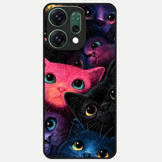  Cosmic Cats Dreams Glass Case For Oppo Reno 14 back cover – full design glossy printed glass finish
