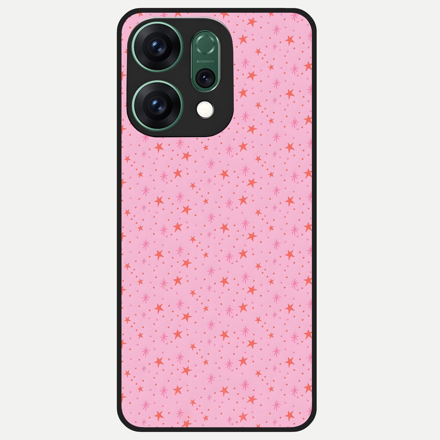  Cosmic Pink Sparkle Glass Case For Oppo Reno 14 back cover – full design glossy printed glass finish