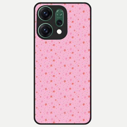  Cosmic Pink Sparkle Glass Case For Oppo Reno 14 back cover – full design glossy printed glass finish